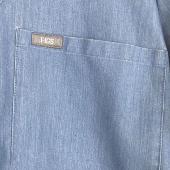 Figs Scrub Top Womens Large Denim Blue Catarina One Pocket Medical FW1000 - Picture 2 of 5